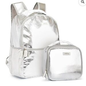 Packed Party Backpack And Insulated Lunchbox Set in 'Starry Silver' NWT